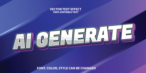 Editable AI Generate text effect with modern digital technology styling, futuristic shapes, and clean typography. Suitable for headlines, banners, social media taglines, app promotions, tech campaigns