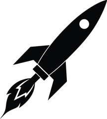 Black Rocket Ship with Flames