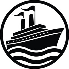 Vector illustration of a ship, boat, and yacht sailing the sea; a nautical vessel transport icon for ocean cruise travel design