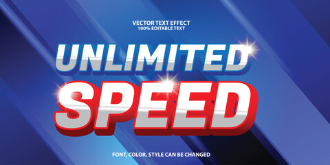 Vector Text  Unlimieted Speed text effect with fast digital styling, motion lines, and bold energetic lettering. Great for internet provider ads, web banners, fast service promotions