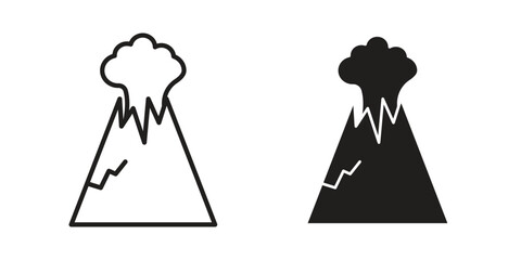 Volcano icons, Line vector. solid symbol set