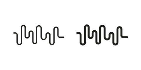Wave sine icons, Line vector. solid symbol set