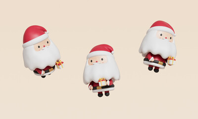 크리스마스 선물을 든 귀여운 산타클로스 캐릭터 Cute Santa Claus Character with a Christmas Gift