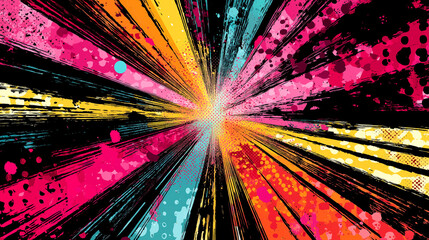 Obraz premium 爆発的な光の集中と放射線