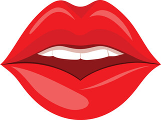 Red lips with white teeth open mouth illustration vector