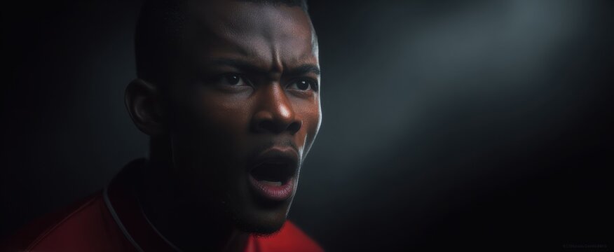 Fototapeta The dramatic player spotlight portrait showcases vivid emotion and intricate detail.