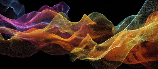 Obraz premium Abstract illustration of layered colorful flowing forms on a dark background