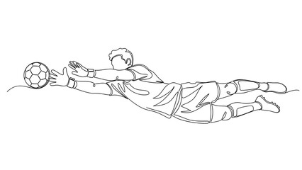A goalkeeper dives to make a save. 