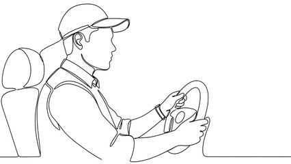 A man driving a car. 