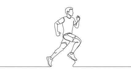 Continuous line art of an athlete in motion. 