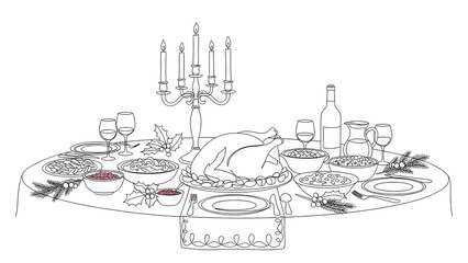 Festive Dining Table Setting for a Holiday Feast.