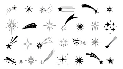 Stars and Comets, Night Sky, Vector Illustration, Cosmic Environment, Artistic Viewpoint