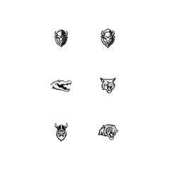 Black and white animal and viking head emblems buffalo