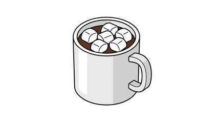 Cozy Winter Drink Cup Cocoa Topping Isolated Illustration Vector