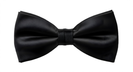 Elegant Black Silk Bow Tie Isolated for Formal Fashion isolated PNG with Transparent Background