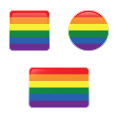 lgbt flag glossy icon set, rainbow symbols, gay and lesbian pride