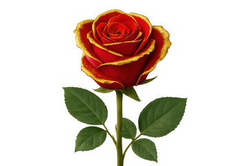 Fototapeta premium Red rose bloom with golden petal edges