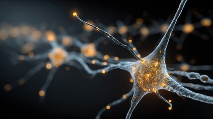 Neurons Illuminated: A mesmerizing close-up of a neuron firing, its intricate structure and electrical impulses. A celebration of the mind's complexity.