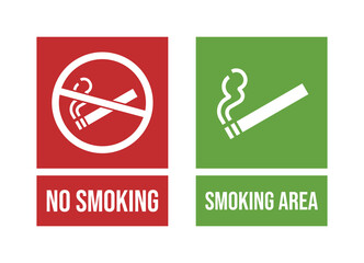 No smoking signboard set, smoking is prohibited, Designated smoking area