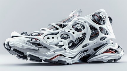 High tech sport shoe with mechanical detail illustration modern