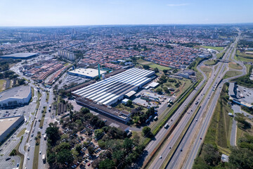 Aerial view of the city of Indaiatuba, São Paulo, Brazil. Santos Dumont Highway.