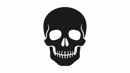 Obraz premium Skull Silhouette: Black Frontal View Illustration with Eye Sockets, Teeth, and Nasal Cavity for Hazard UI and Symbolic Visual Storytelling
