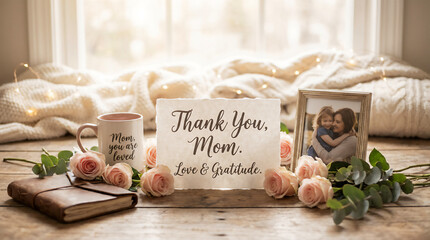 Mother's Day Appreciation Background with Heartfelt Elements — Love and Gratitude Photography