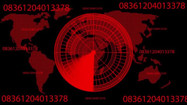 Abstract neon radar animated blue, green in dark background. Radar Navigation is looking for objects. Searching process in animated radar Hud interface technology scanning digital background.
