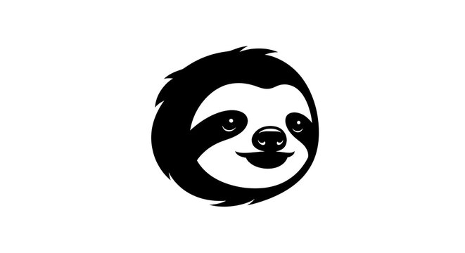 Cute Sloth Face Logo Design Vector Illustration.