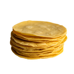Stack of corn tortillas isolated on transparent background