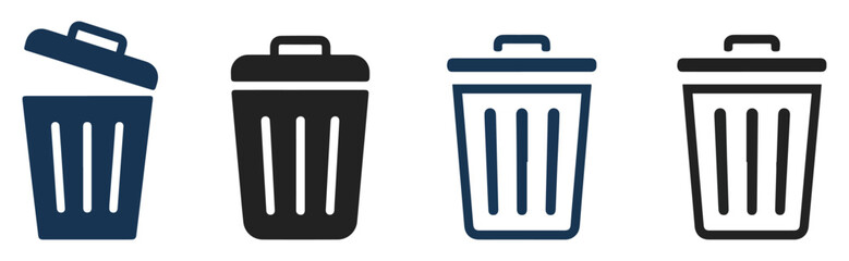 trash bin delete icon set