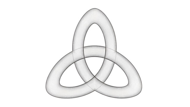 Vector illustration of the sacred Triquetra emblem representing the Holy Trinity, refined Celtic sacred geometry symbol rendered with clean lines and spiritual harmony, isolated on a pure white backdr