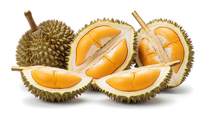 Exotic Tropical Fruit A Freshly Cut Durian Showing Its Creamy Yellow Flesh and Spiky Exterior
