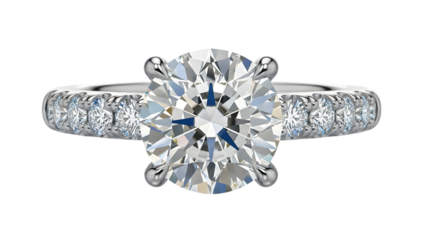 diamond ring, high clarity gemstone reflections, isolated on white background, professional lighting, PNG cutout.