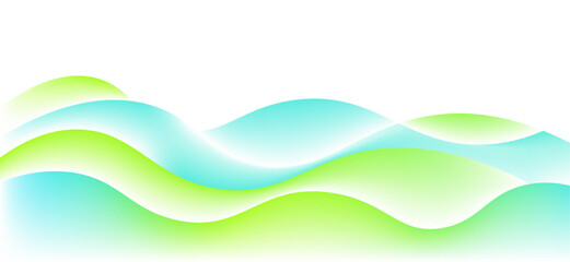 Vibrant wavy lines in shades of green and blue on a creating a dynamic abstract design element