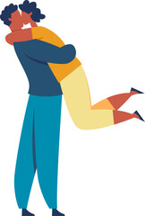 Happy couple embracing and kissing, showing affection