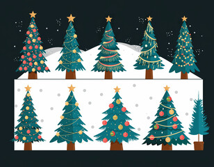 set of christmas trees vector