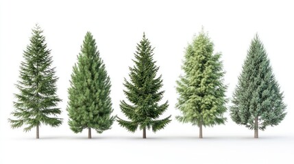 Obraz premium Christmas Trees Isolated White Background