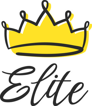 Elite word below a hand drawn crown