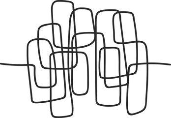 Abstract black continuous line art pattern creating connection