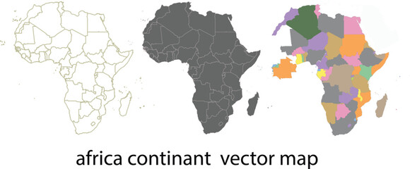 Obraz premium A detailed, high-quality Africa continent vector map, built with precise country borders and a clean, minimalist outline — perfect for design, education, research, or travel-themed projects.