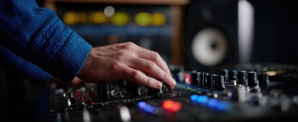 sound engineer adjusting dials on the sound gear during a live performance