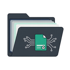 Folders with documents and a green security icon