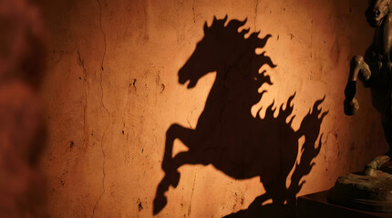 A captivating fiery horse shadow charges forward with untamed power and spirit, igniting inspiration and symbolizing a dynamic beginning for new year 2026 festivities