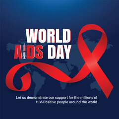 Celebration of World AIDS Day of awareness, honor, support, prevention, and treatment of HIV,AIDS is held on December 1. A concept for healthcare and medicine. Design for cards, prints, social media.