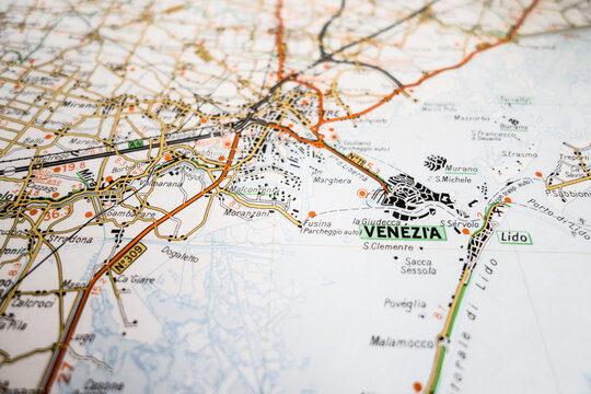 Road map over Venezia in Italy