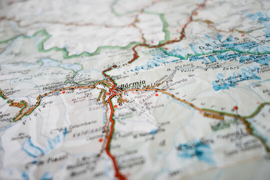 Road map over Bormio in Italy