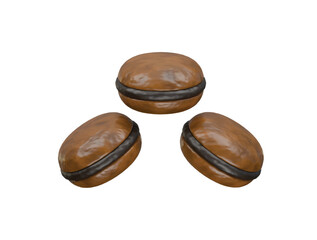 chocolate macaron icon 3d illustration render
