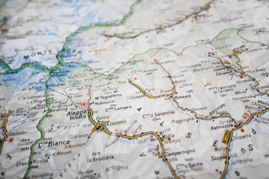 Road map over Alagna in Italy