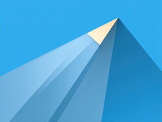 Minimal geometric mountain peak rising toward a bright illuminated summit, creating a clean modern visual symbol of progress, clarity, and upward aspiration